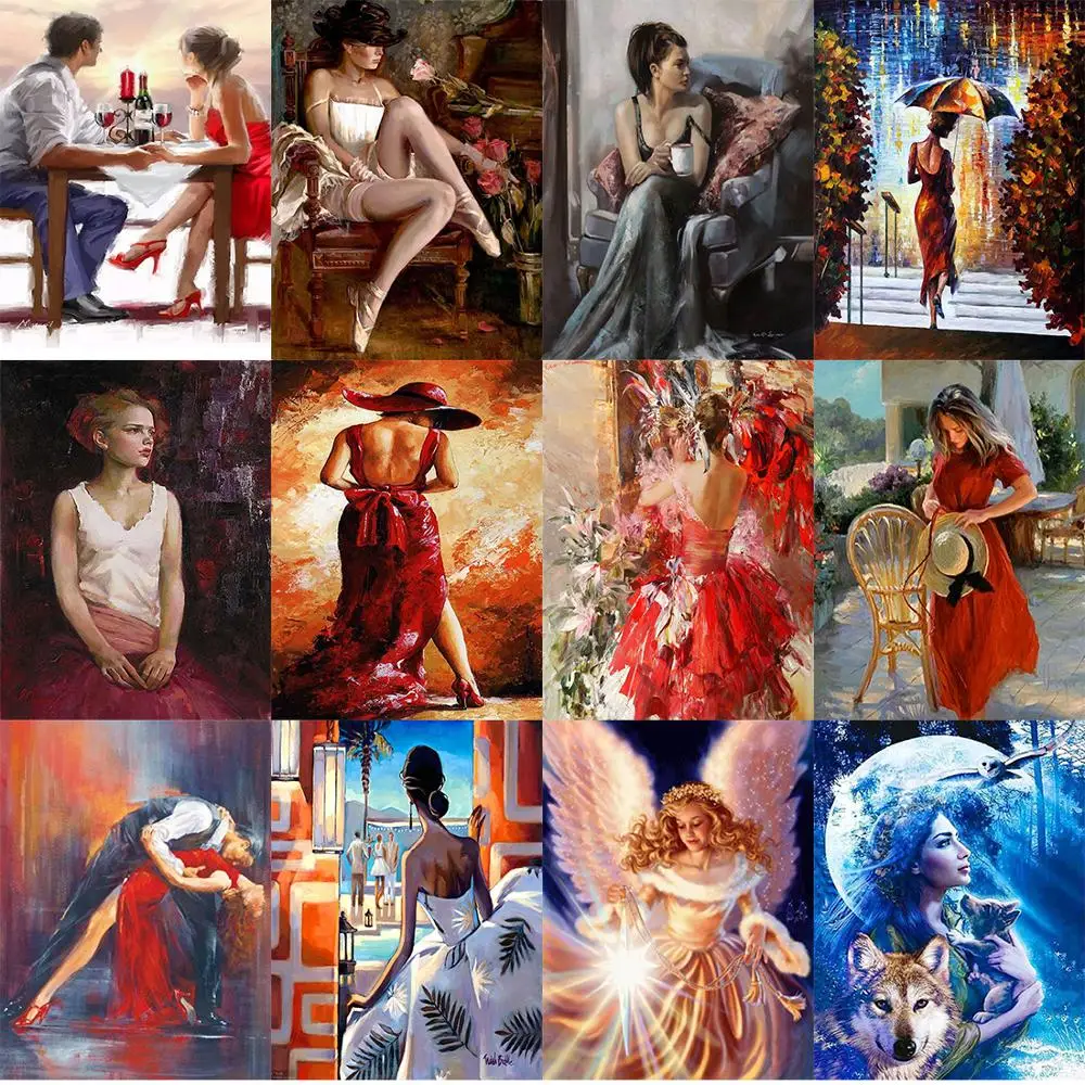 5D алмазов картина полный дрель квадратная Алмазная вышивка портрет женщина Роза