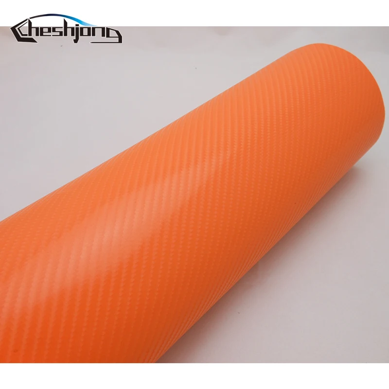 Оранжевый 4D углеродное волокно Виниловая пленка для отделки автомобиля для капота крыши мотоциклетные наклейки изменение цвета