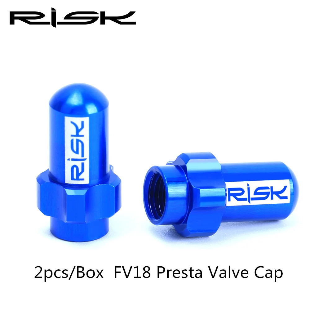 Presta Valve Blue RISK 2 шт MTB/дорожный клапан велосипедного колеса, алюминиевые колпачки для горного велосипеда, клапаны для шин, шток шин, колпачки воздушного клапана, герметичная Автомобильная бухта - Цвет: Presta Valve Blue