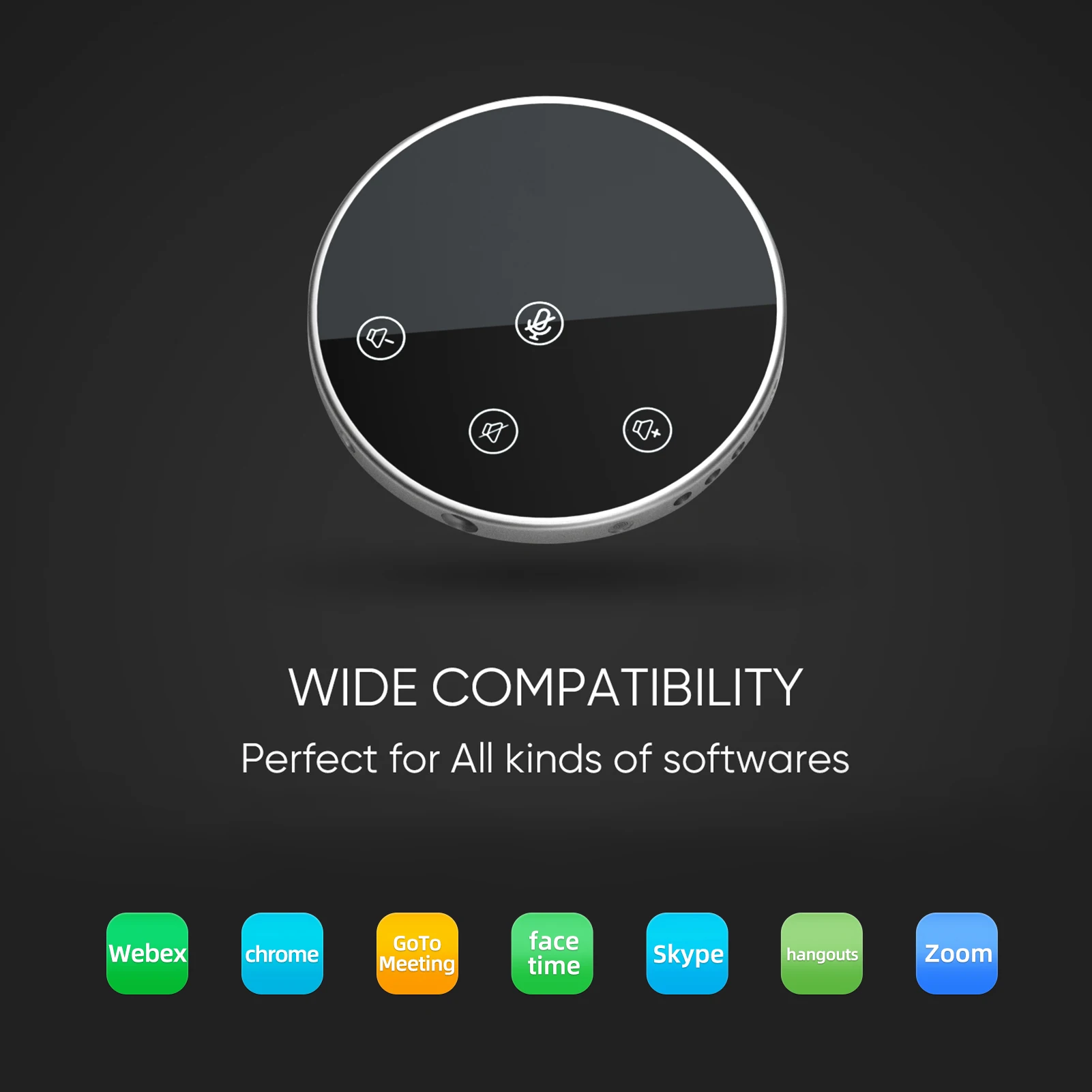 Desktop USB Conference Speakerphone Microphone Touch-Sensor Buttons 360 Omnidirectional Condenser Plug & Play with Speaker