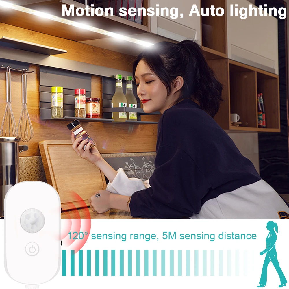  PIR Led Strip Lamp Under Cabinet Light 5V Usb Light Motion Sensor Bedroom Closet Stairs Wardrobe Ba - 4000253112272
