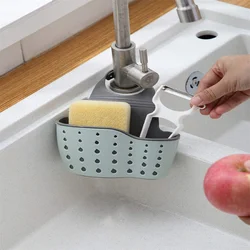Home Storage Drain Basket Kitchen Sink Holder Adjustable Soap Sponge Shlf Hanging Drain Basket Bag Kitchen Accessories