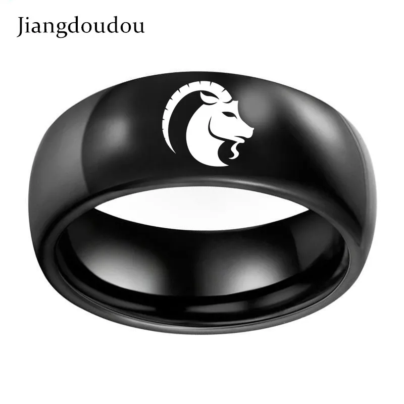 

Customized 12 Constellations LOGO 8mm Titanium Rings Capricorn Anti-allergy Military Ring Personalize Gold Ring for Men Jewelry