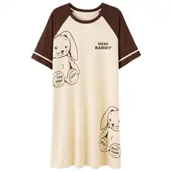 Summer 2021 Night Dress Ladies Sleepwear Pijama Set Cotton Homewear Short-sleeved Nighties for Women's Home Clothes