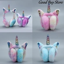 

Unicorn Plush Earmuffs Children Winter Soft Earlap Kids Warm Skiing Cycling Girls Mouth Cover Thick Plush Princess Earmuff Caps