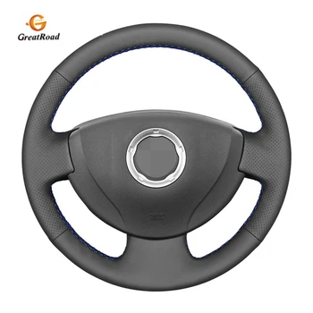 

Black Genuine Leather Car Steering Wheel Cover for Lada Largus Nissan Almera G15 Renault Logan 1 Sandero