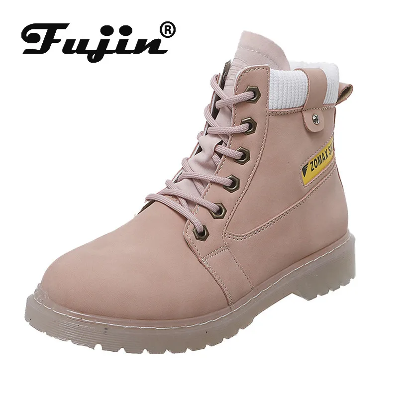 

Fujin Women Boots Winter Fashion Dropshipping Lace Round Toe Ankle Rubber Breathable Flat Bottom Cross Tied Causal Women Shoes