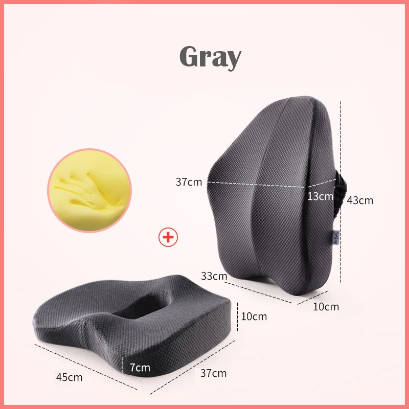 Orthopedic Memory Foam Seat Cushion Coccyx Office Chair Cushion High Support Waist Back Coussin For Car Seat Pain Relief 