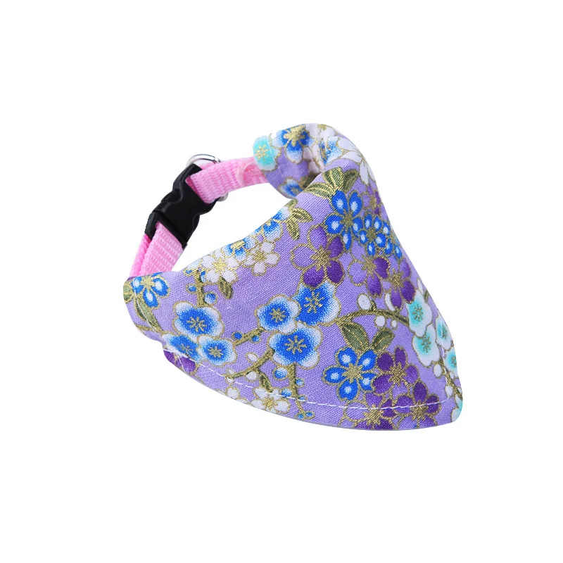 Ошейник для собак, нагрудники для кошек, шарф, большая бандана для собак, японский шейный платок для щенков, слюнявчик, полотенце, регулируемые аксессуары для маленьких и больших собак - Цвет: Фиолетовый