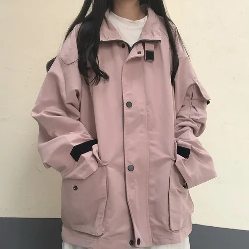 regular pink Neploe Harajuku, утолщенная Женская Куртка карго, Осень-зима, корейское пальто большого размера,, средней длины, BF, стиль сафари, верхняя одежда, 55763 - Цвет: regular pink