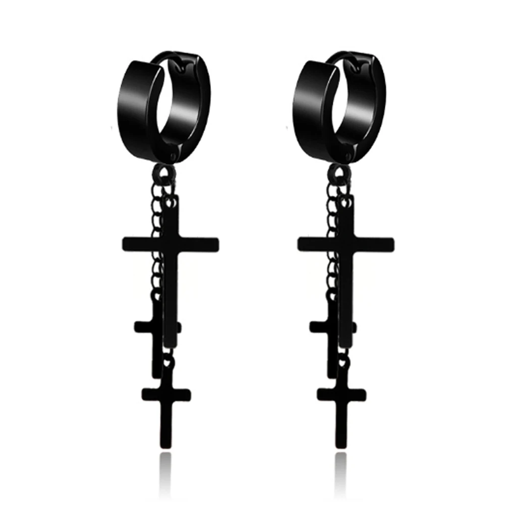 

1pcs Vintage Punk Metal Cross Tassel Ear Cuff Earrings For Women Hip Hop Chain Tassels Stud Earring Boucle D'oreille Gift