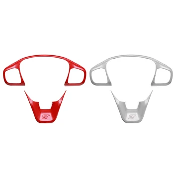 

Car Steering Wheel Trim Control Button Frame Cover Styling ABS Red Silver For Ford Fiesta MK8 2017 2018