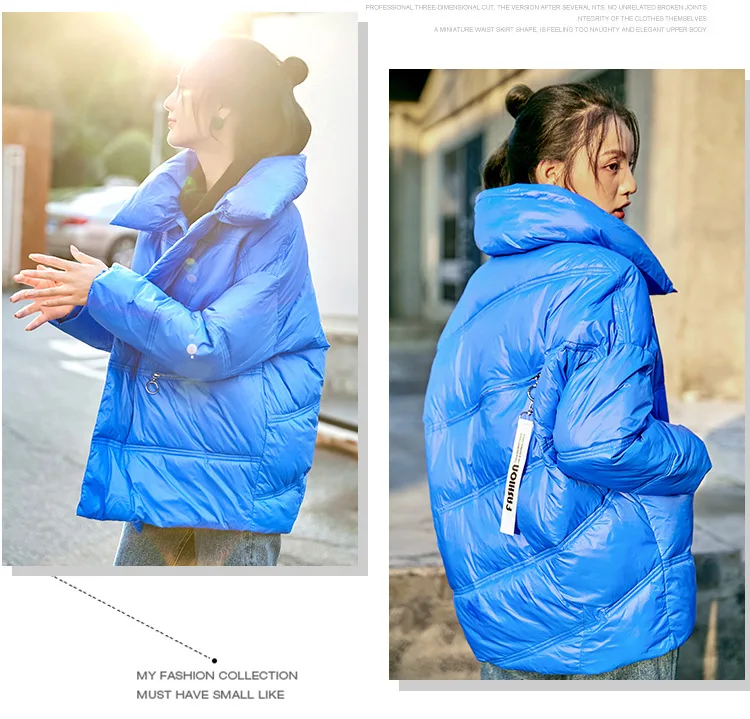 Online Celebrity Fashion Solid Color Versatile Loose-Fit BF Thin Cotton-padded Clothes down Coat