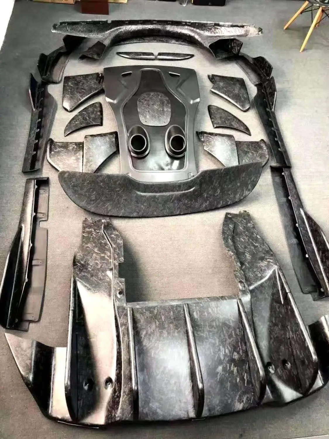 Carbon fiber Front Bumper Lip Spoiler Rear Diffuser Engine Hood