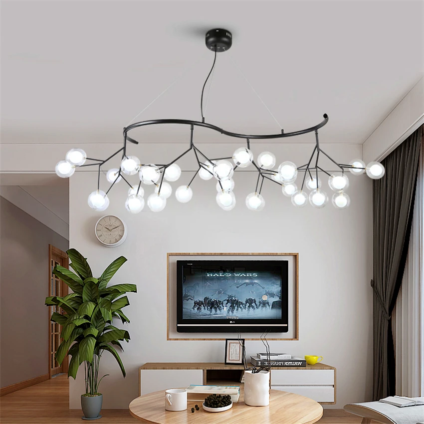 

Nordic Glass Chandelire Dining Room Kitchen Fixtures Pendant Lamp Romantic Firefly Hanging Lamp Avize Lustre Lighting Luminaire