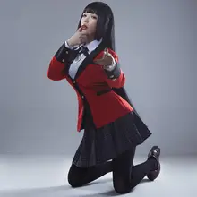 Аниме игры Kakegurui Yumeko Jabami Косплей костюмы японская школьная форма для девочек Полный комплект куртка+ рубашка+ юбка+ чулки+ галстук+ парик