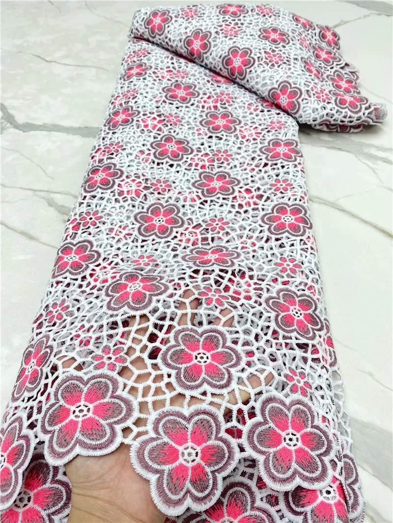 PGC French Embroidery Guipure Cord Lace Fabric 2021 High Quality Lace African Lace Fabric For Nigerian Wedding Party YA4404B-7