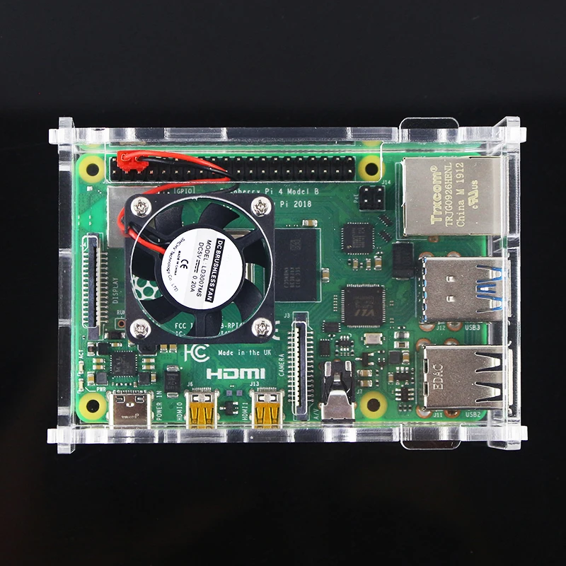 Акриловый чехол для Raspberry Pi 4 Model B прозрачный совместимый с вентилятором и 3 5