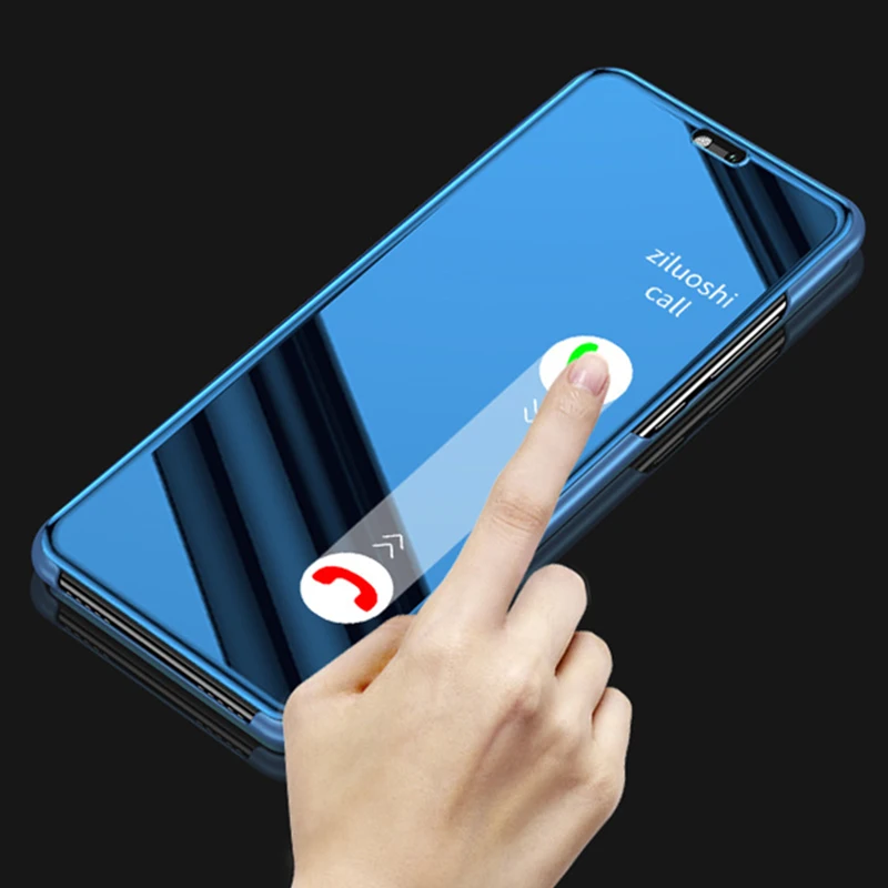 Smart Flip Case For Oppo Realme C25 Mirror leather Stand Phone Cover For Realme C25 C25s C15 C12 Bracket Case Coque_voghion.com