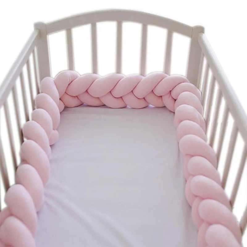 2-m-3-m-braided-twist-bed-circumference-anti-collision-newborn-bumper-infant-knotted-protector-pure-weaving-plush-knot-crib