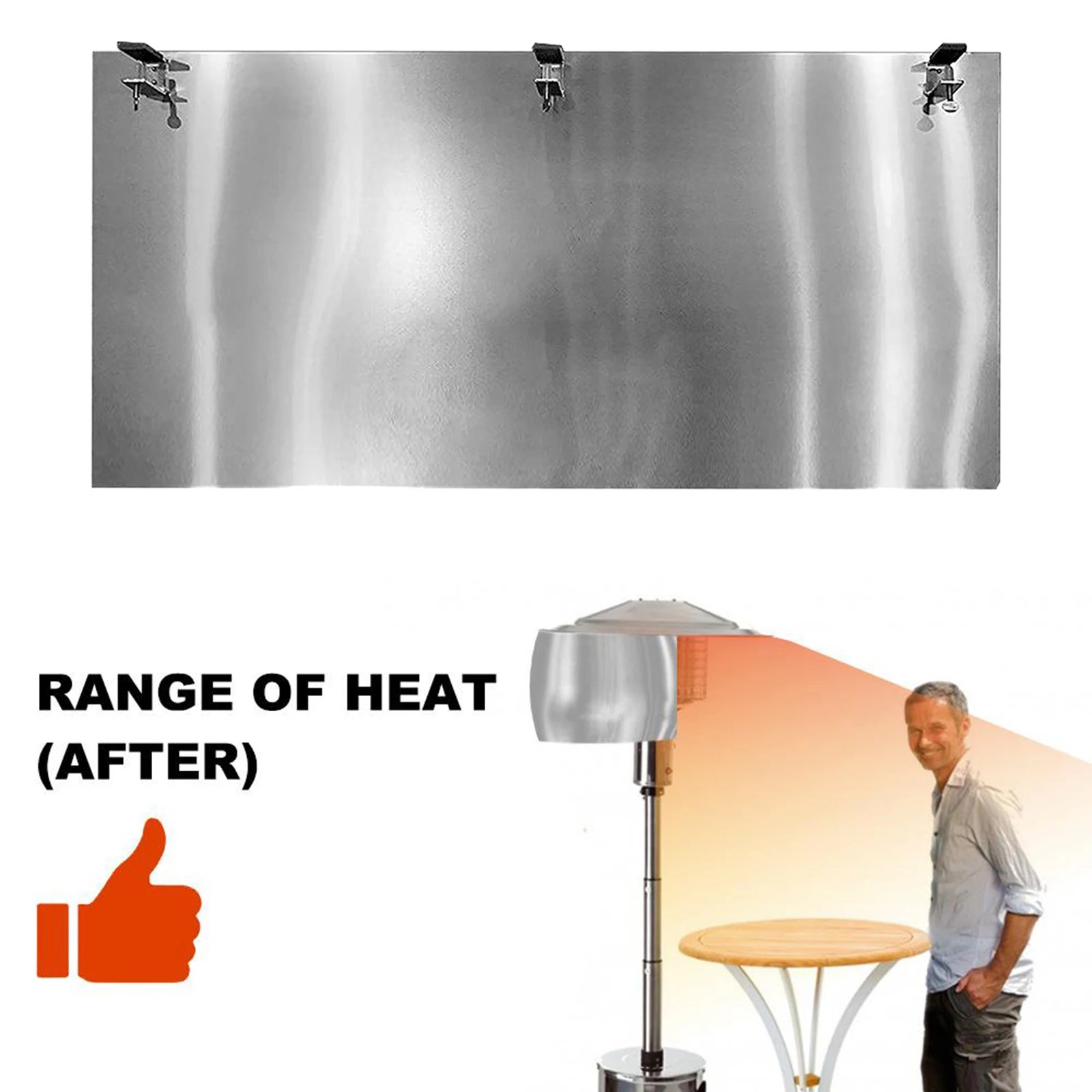 Outdoor Patio Heat Focusing Reflector Shield Save Propane & Natural Gas