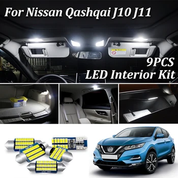 

9Pcs Canbus LED Interior Reading Map Light Kit For 2007-2018 2019 2020 Nissan Qashqai J10 J11 Dome Trunk License Lamp light
