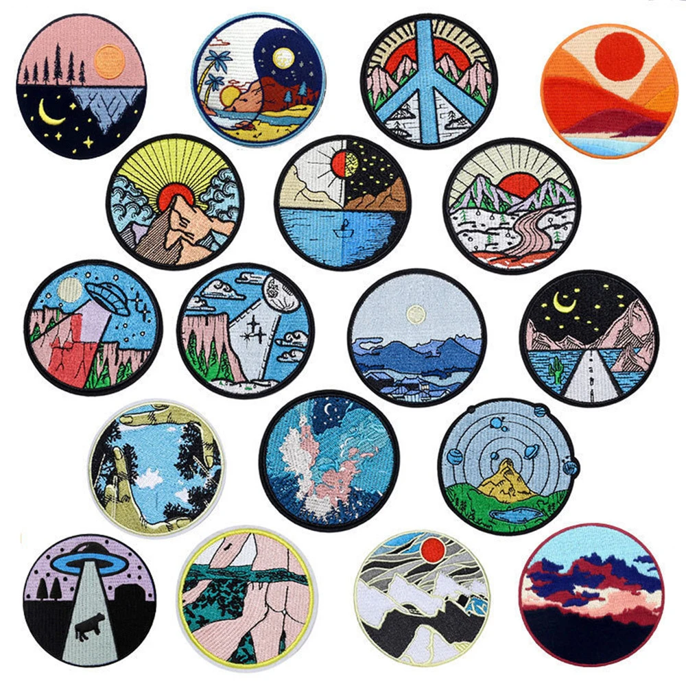 Scenery Sun Cute Iron On Patches For Clothes Handmade Sewing Patterns Embroidered Applique Patch On Clothes Stickers Vintage Scenery Sun Cute Iron On Patches For Clothes Handmade Sewing Patterns Embroidered Applique Patch On Clothes Stickers Vintage
