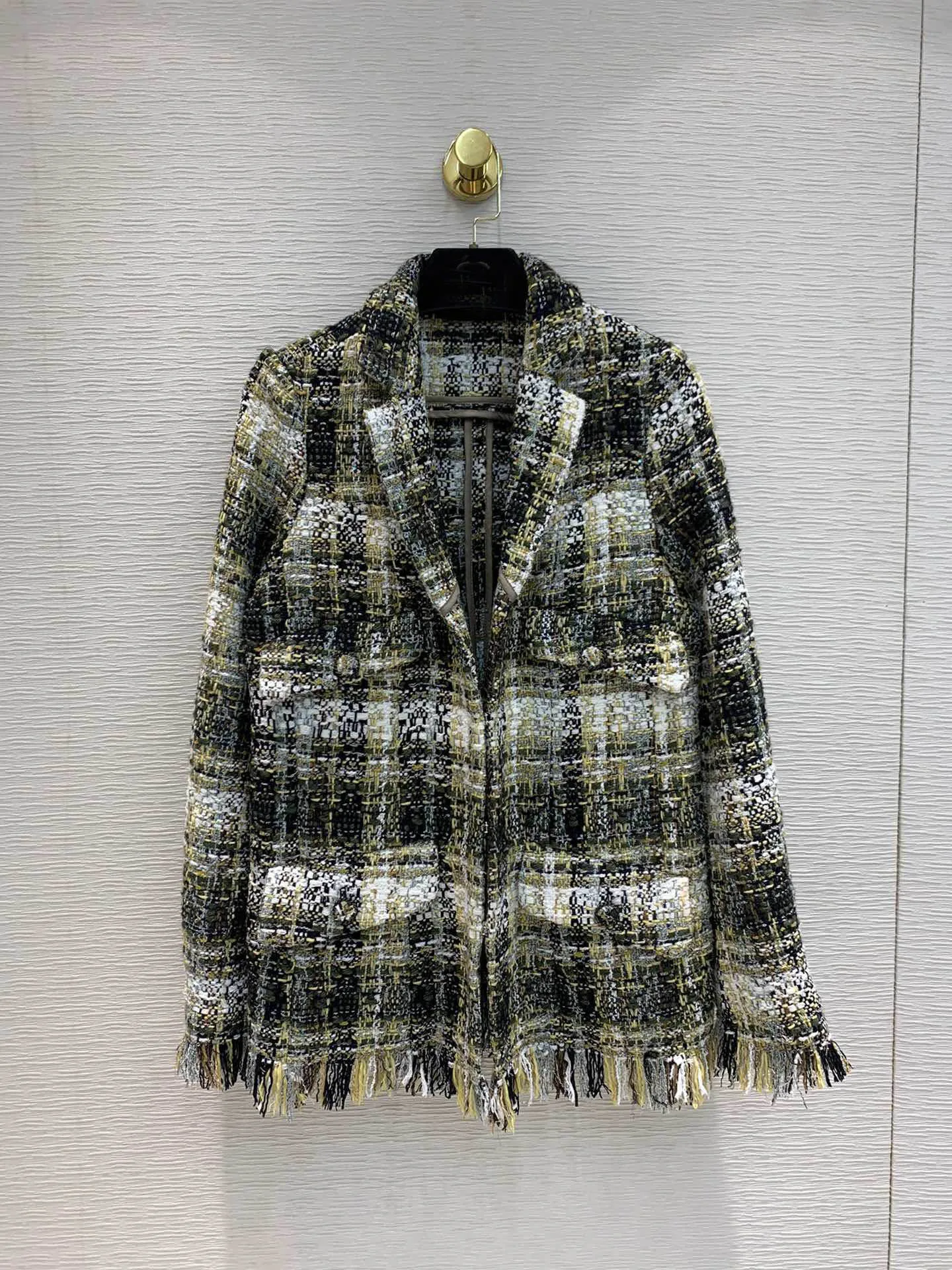 2019FW winner модная Женская Роскошная клетчатая куртка с кисточками, пальто, женская твидовая верхняя одежда, пальто rmsx 11,6