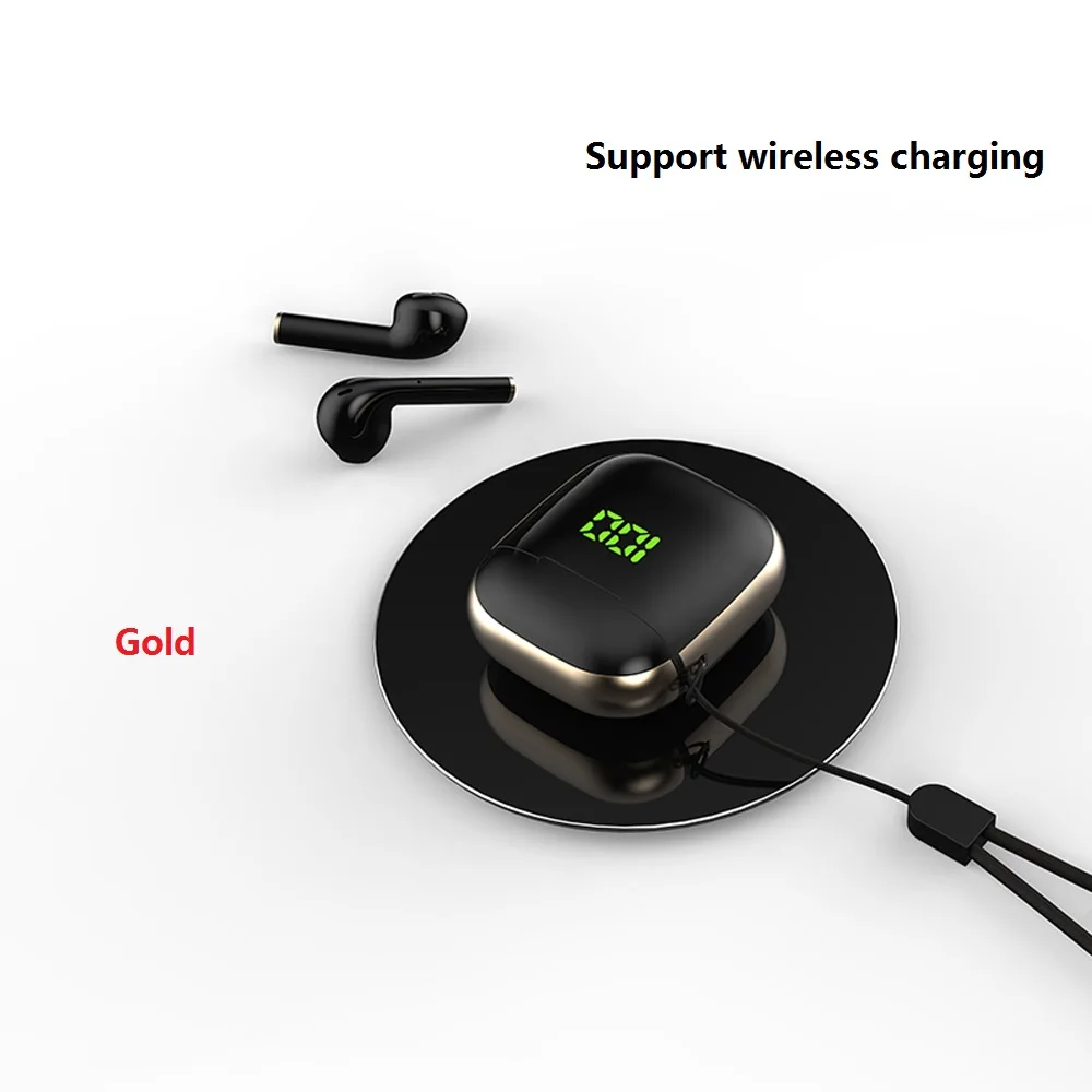 Золотой UKKUER TWS Bluetooth 5,0 наушники светодиодный дисплей мини наушники QI Беспроводная зарядка коробка бинауральные HD вызов наушники IPX5 Водонепроницаемый - Цвет: Золотой