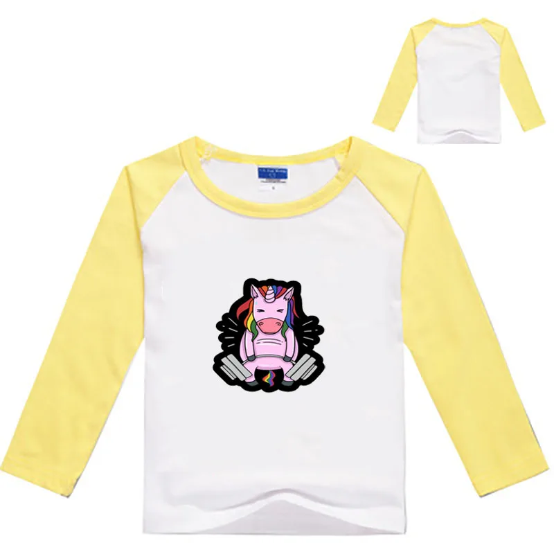 Kids T-shirts Boys Unicorn Long Sleeve Tops Girls Spring Autumn Cotton 2 3 4 5 6 7 8 Years Children T Shirts Clothing Camisetas