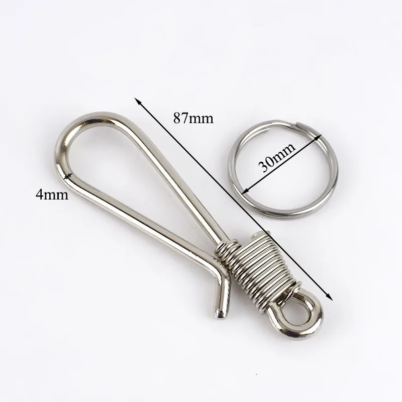 silver 87x30ring 2 шт. Meetee 68/87 мм металлическая твердая латунь брелок для ключей с поясом, u-образный крюк, Пряжка брелок клип кошелек сумочка на цепочке карабин крепление DIY Кожа Craft - Цвет: silver 87x30ring