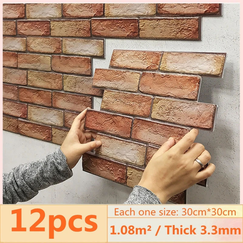 Самоклеящиеся 3D-обои из ПВХ с изображением кирпичной стены водостойкие