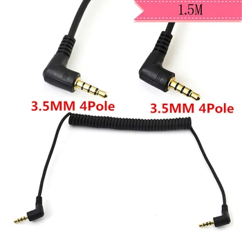 

3.5mm Male To Male Jack 4 Pole 90 Degree Plug Extension Aux Audio Coiled Spiral Cable 5ft