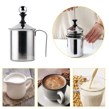 

Foaming Cup Manual Milk Frother Double Layer Coffee Mixer Latte Cappuccino Milk Blender Cup Milk Frother Household Fancy Milk