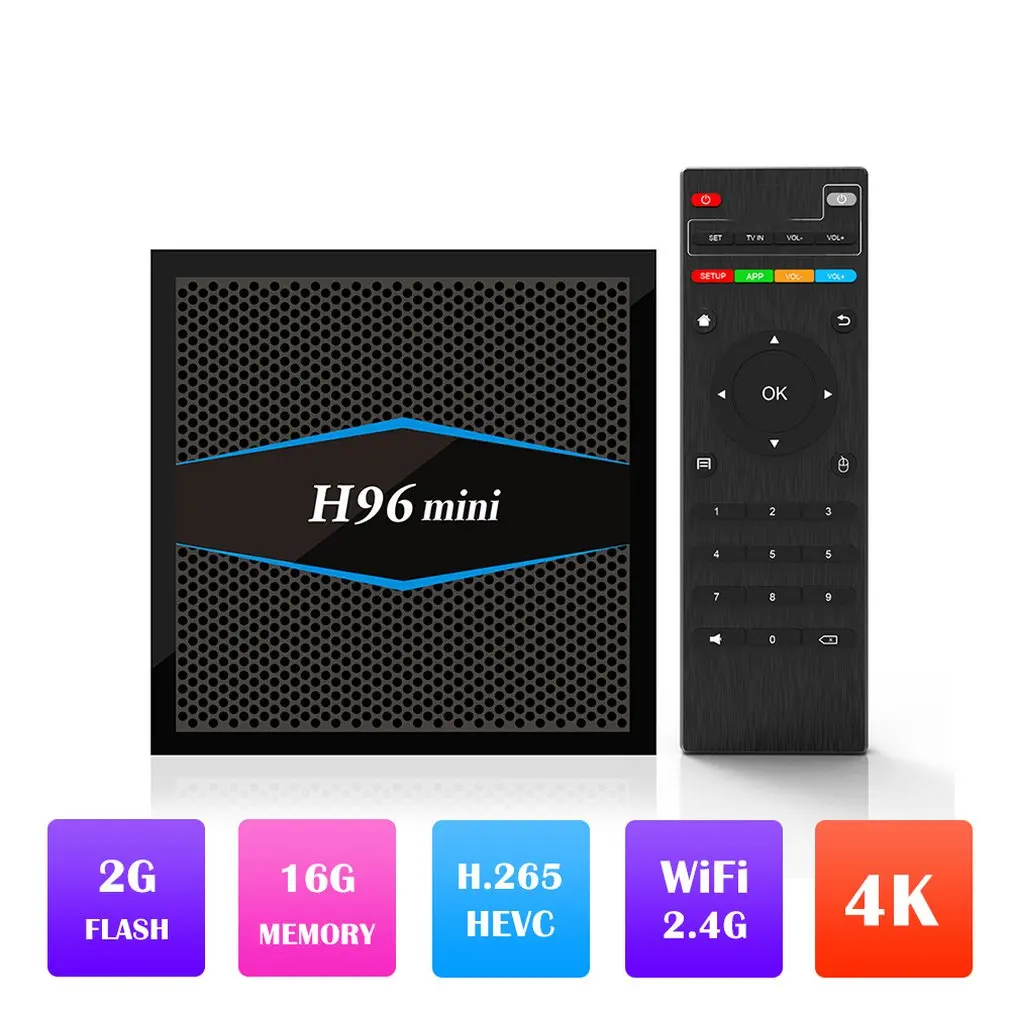 

H96 Mini Android 7.1 TV Box Amlogic S905W Quad Core 2GB 16GB WiFi Bluetooth 4.0 H96 Mini H.265 HD 4K Set-top Box Media Player