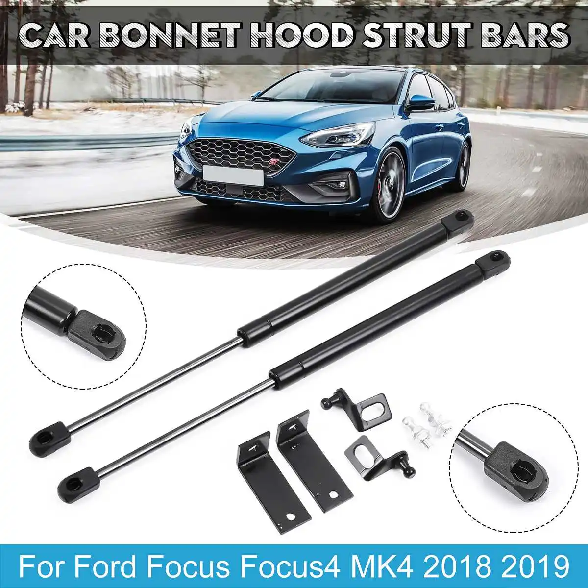 

Hot New 2X Front Engine Cover Bonnet Hood Shock Lift Strut Struts Bar Support Rod Arm Gas Spring For Focus4 MK4 2018 2019