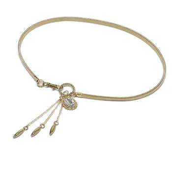 

diamond Waist Women's Elastic Chain Belt Fashion All-match Elegant Young Girl Crystal Jewelry Gold Belt For Woman dress