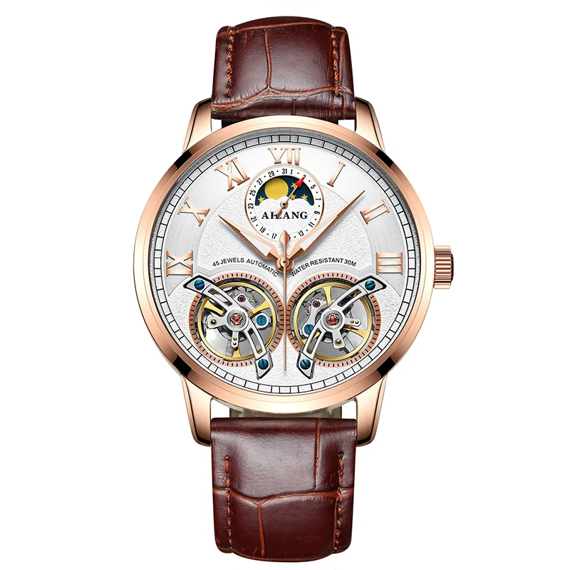 AILANG 8221A Switzerland часы для мужчин люксовый бренд автоматический двойной Tourbillon Moon phase светящиеся мужские s часы лучший бренд класса люкс