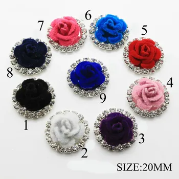 

10 PCS Fashion 20MM Handmade Fabric Rhinestone Jewelry Making Rose Flower Ornament Caps Shoes Clothing Hair Accessories