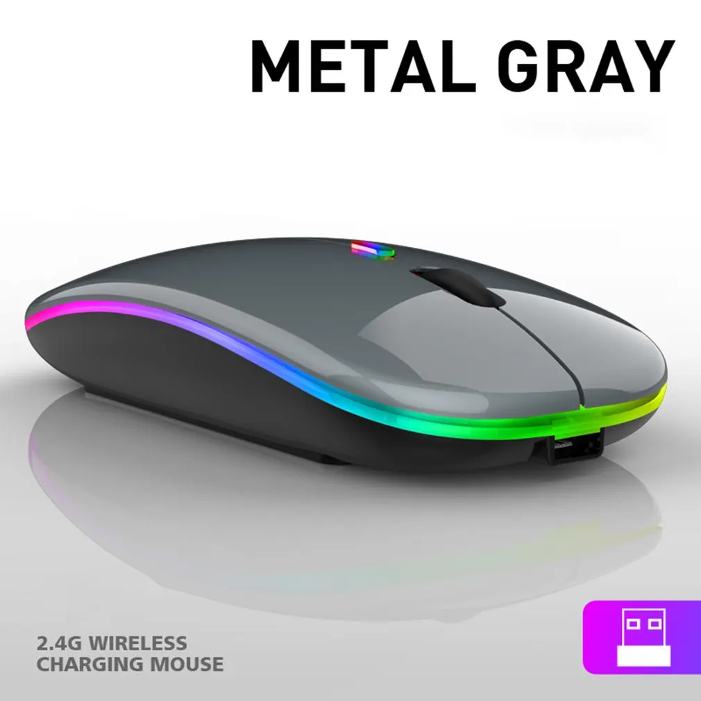 Bluetooth-совместимая Беспроводная с USB перезаряжаемая мышь RGB для ноутбука ПК Macbook