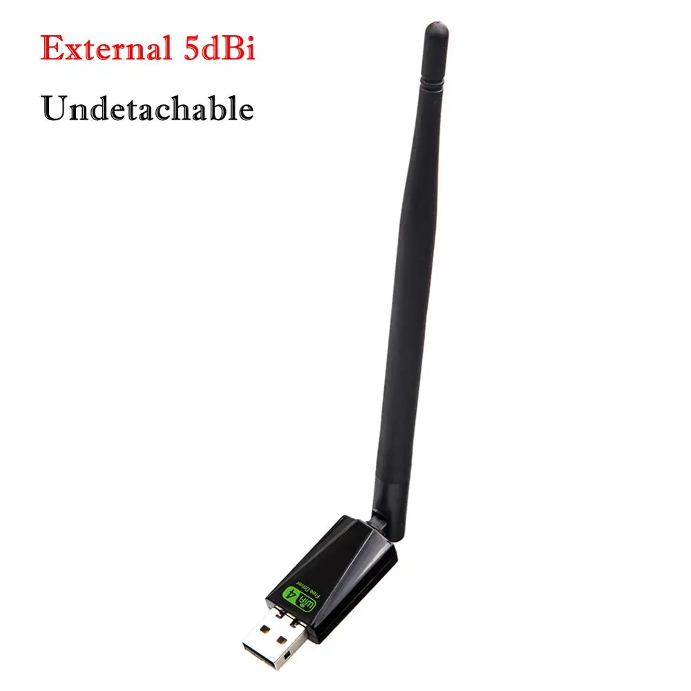 5dBi Undetachable 150 Мбит/с Бесплатный драйвер USB беспроводной адаптер WiFi приемник ключ сетевая карта для настольного ПК ноутбук компьютер Windows - Цвет: 5dBi Undetachable