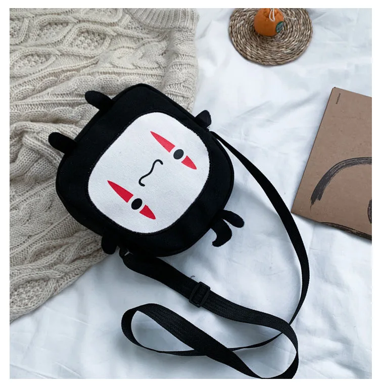 Cartoon No Face Man Bag Hayao Miyazaki Spirited Away Messenger Bag for Kids Adults Halloween Party Cosplay Shoulder Bags