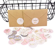 46pcs/Box 3.5cm Round Thank You Stickers Adhesive Labels Sealing Craft Wedding Favors Letters Card Gifts Baking Supplies 8 Style