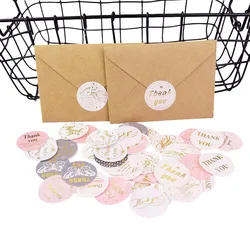 46pcs/Box 3.5cm Round Thank You Stickers Adhesive Labels Sealing Craft Wedding Favors Letters Card Gifts Baking Supplies 8 Style