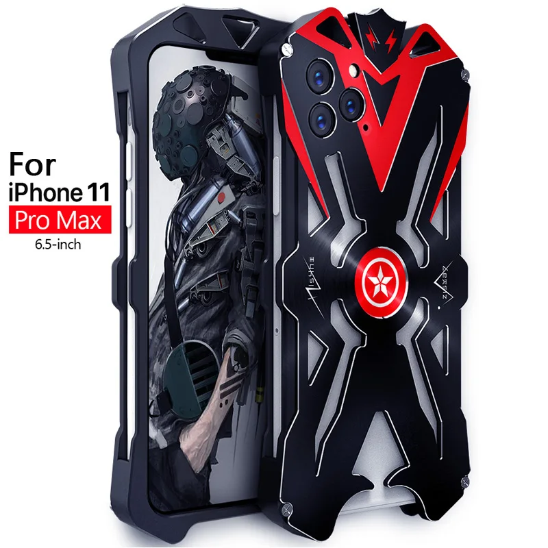 Роскошный Алюминиевый металлический корпус чехол Fundas для iPhone11 iPhone 11 Pro 11pro Max чехол противоударный защитный чехол Корпус - Цвет: 11 Pro Max BLACK