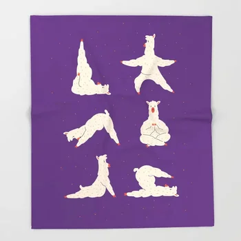 

Alpaca Cartoon Throw Blanket Cute Kids Design Llamas Doing Yoga Poses Funny Alpaca Blankets for Beds Christmas Decorations Home