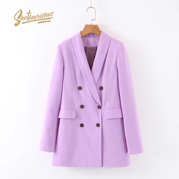 

Sheflourishes Womens Purple Blazers Jacket Office Formal Outwear Korea Long Sleeve 2020 Female British Slim Casual Style Fall