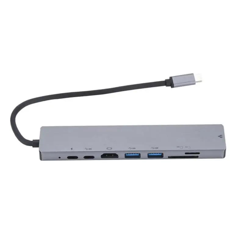 8 в 1 многопортовый USB C адаптер кардридер адаптер Ethernet адаптер Кардридер высокоскоростной USB 3,0 концентратор с адаптером питания - Цвет: Space Grey