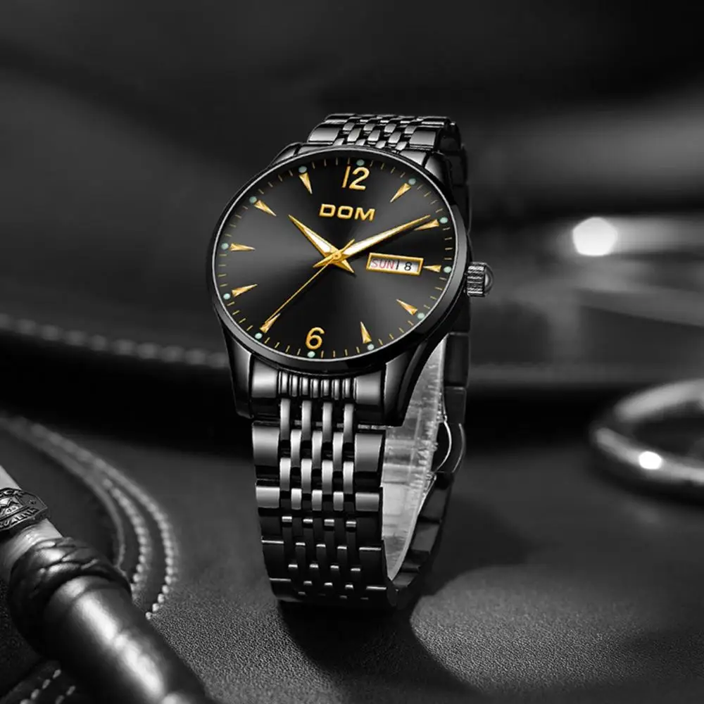 DOM Relogio Masculino мужские часы Роскошные Известный Топ бренд Мужская мода Повседневное платье часы Бизнес Кварцевые наручные M-11BK-1M89