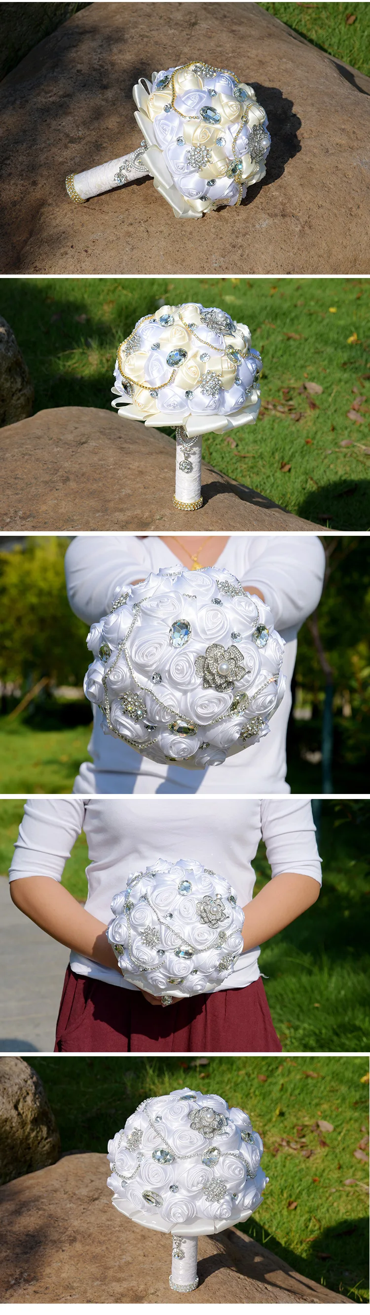 crystal Wedding Bouquet Brooch bouquet wedding accessories Bridesmaid artifical Wedding flowers Bridal Bouquets Holder de noiva